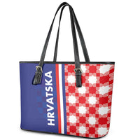 Croatia Hrvatska Checkerboard Half Style Leather Tote Bag