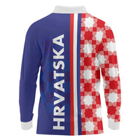 Croatia Hrvatska Checkerboard Half Style Long Sleeve Polo Shirt