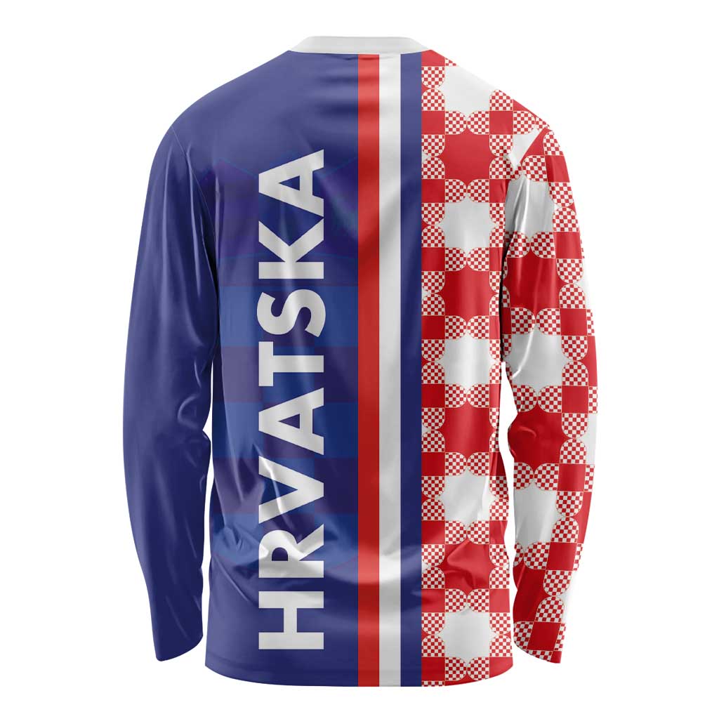 Croatia Hrvatska Checkerboard Half Style Long Sleeve Shirt