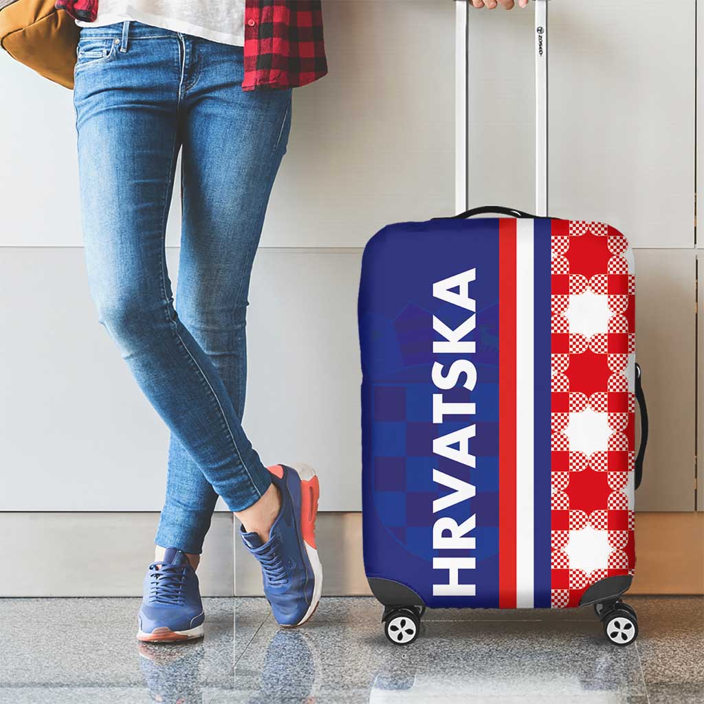 Croatia Hrvatska Checkerboard Half Style Luggage Cover