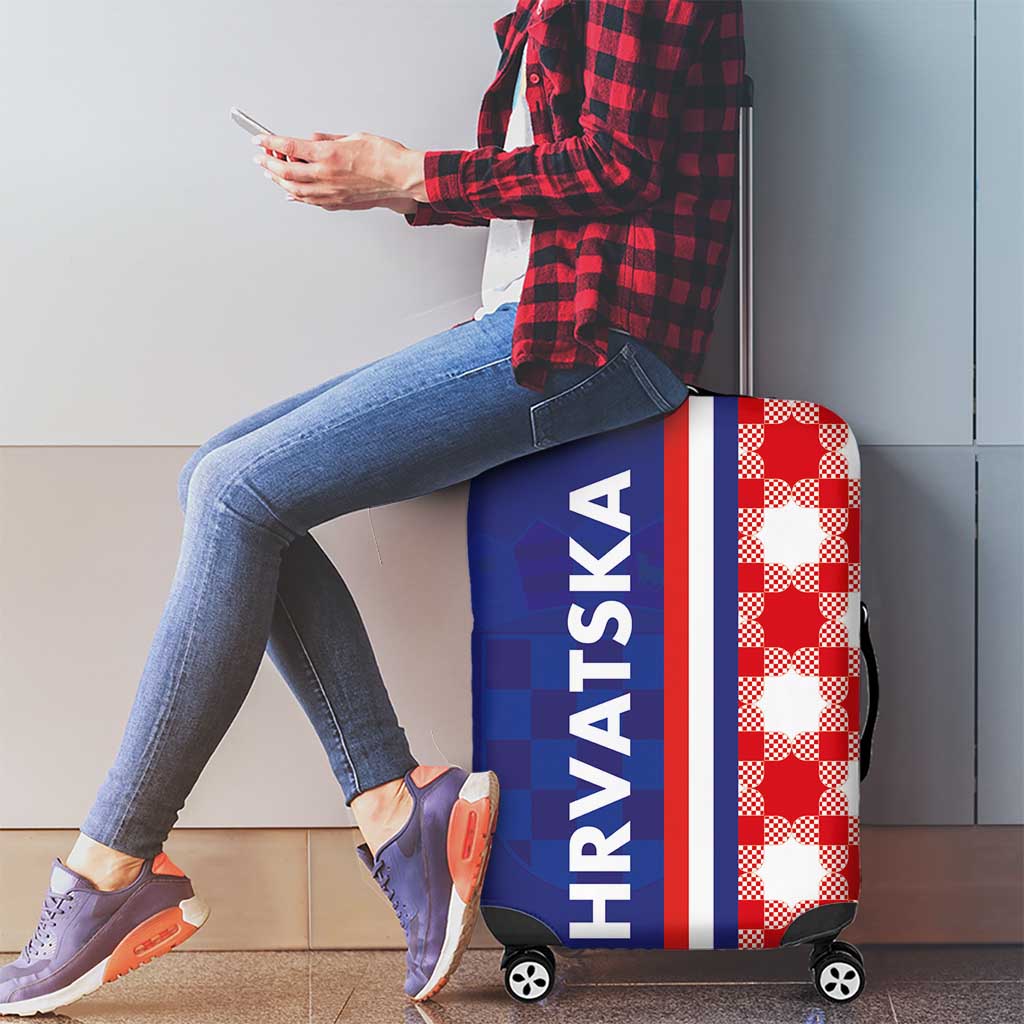 Croatia Hrvatska Checkerboard Half Style Luggage Cover