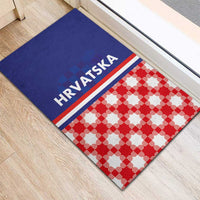 Croatia Hrvatska Checkerboard Half Style Rubber Doormat - Wonder Print Shop