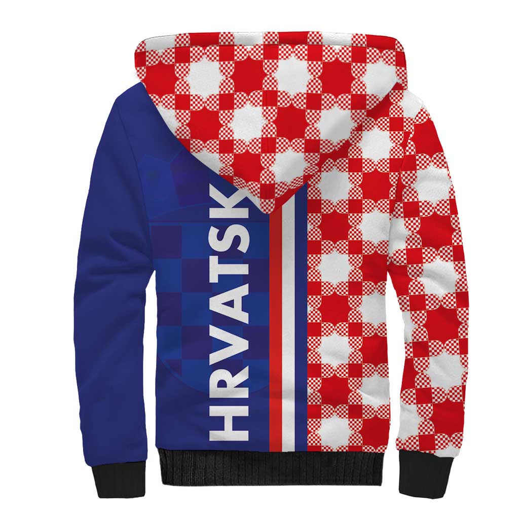 Croatia Hrvatska Checkerboard Half Style Sherpa Hoodie - Wonder Print Shop