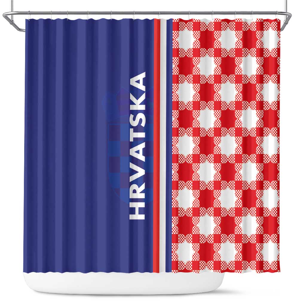 Croatia Hrvatska Checkerboard Half Style Shower Curtain - Wonder Print Shop