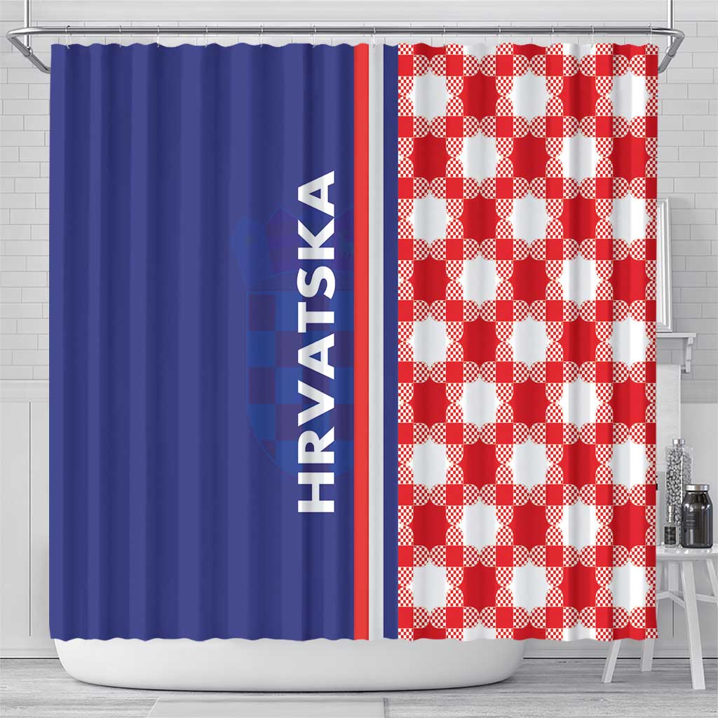 Croatia Hrvatska Checkerboard Half Style Shower Curtain - Wonder Print Shop