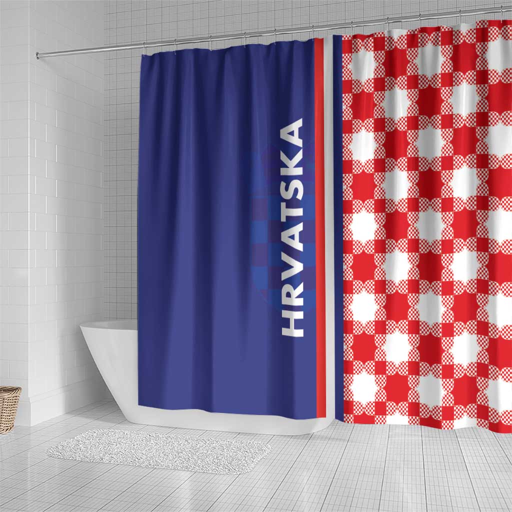 Croatia Hrvatska Checkerboard Half Style Shower Curtain - Wonder Print Shop