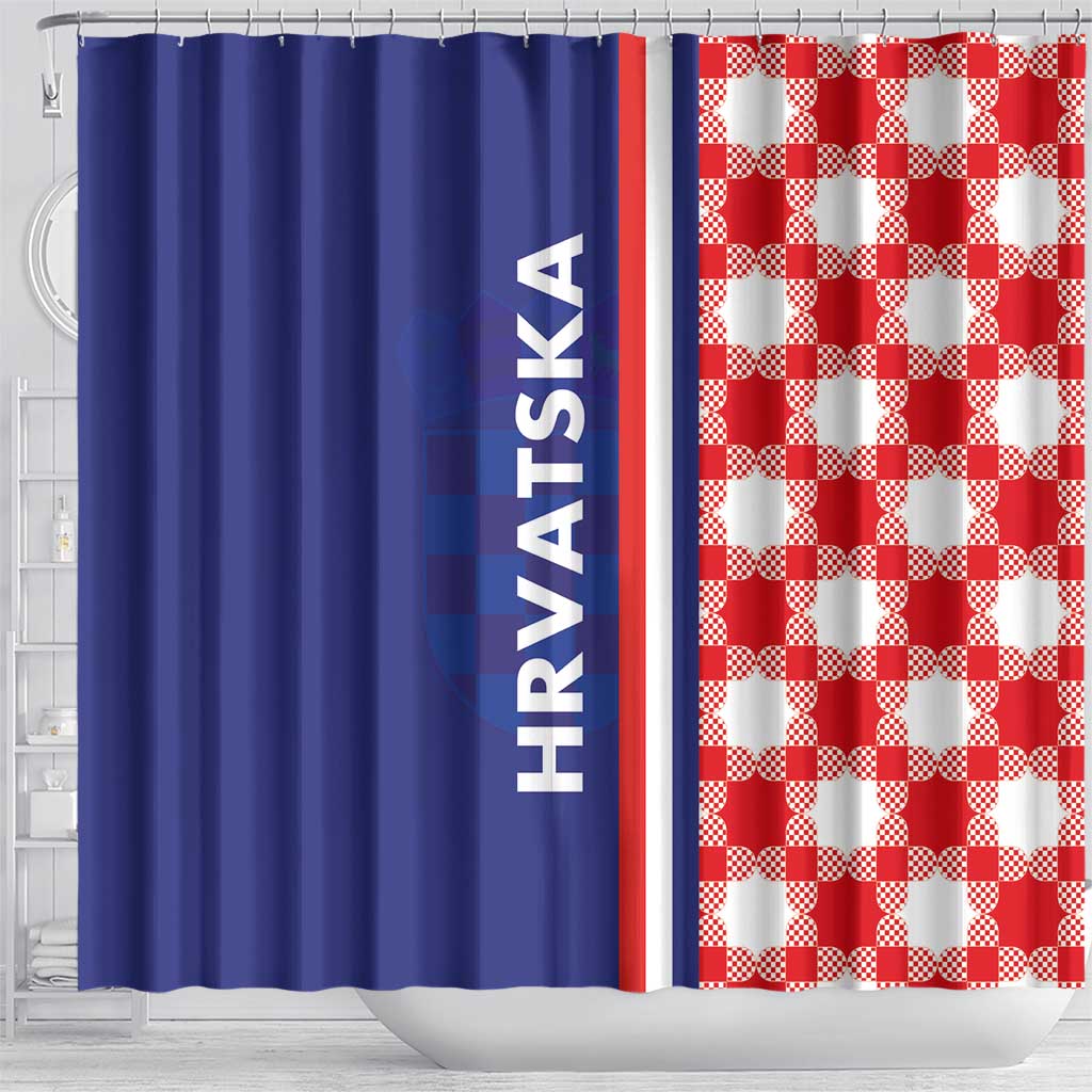 Croatia Hrvatska Checkerboard Half Style Shower Curtain - Wonder Print Shop