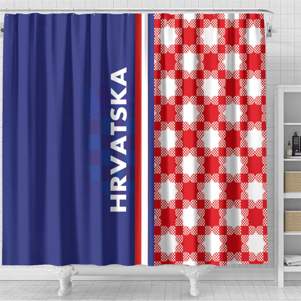 Croatia Hrvatska Checkerboard Half Style Shower Curtain - Wonder Print Shop
