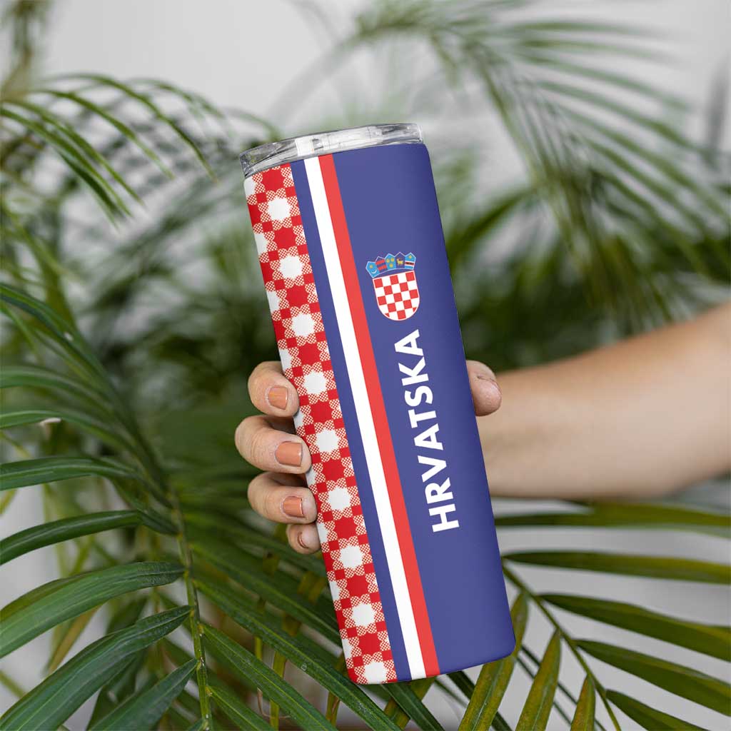 Croatia Hrvatska Checkerboard Half Style Skinny Tumbler - Wonder Print Shop