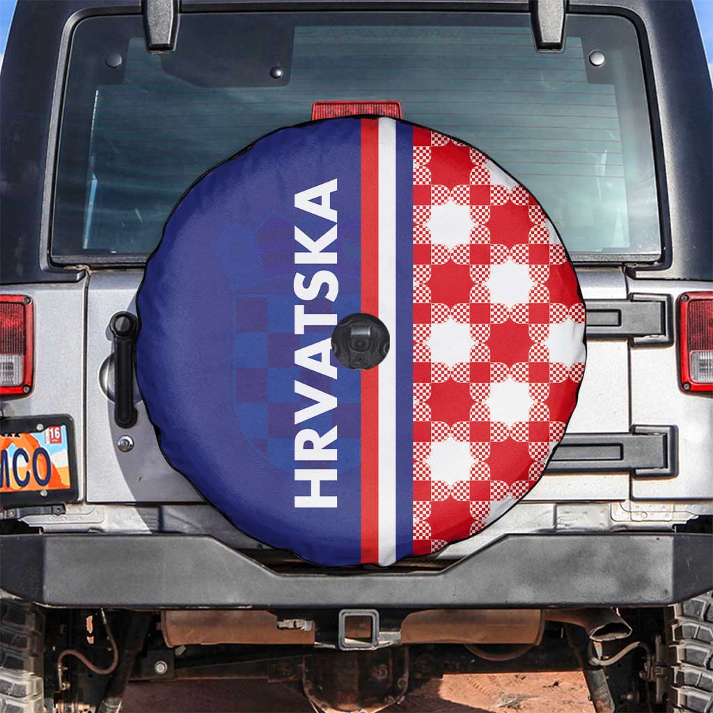 Croatia Hrvatska Checkerboard Half Style Spare Tire Cover - Wonder Print Shop