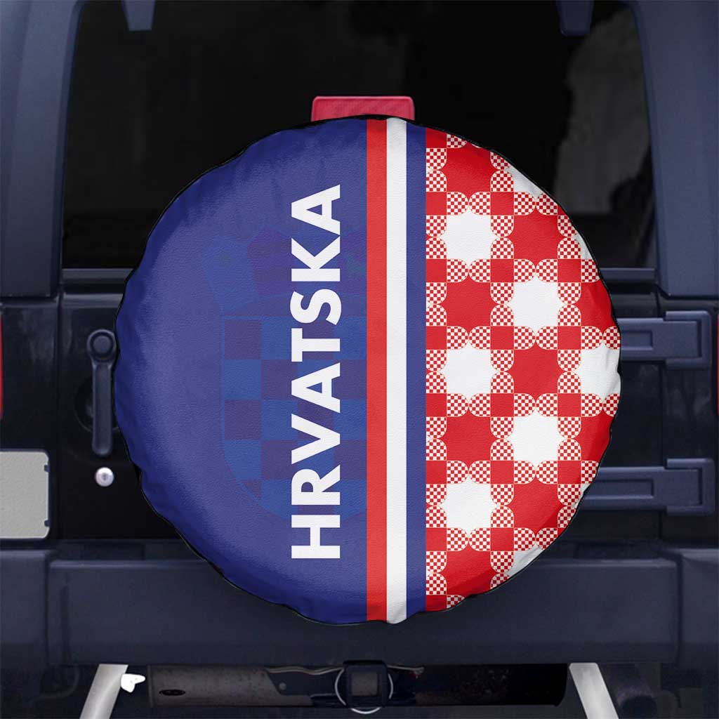 Croatia Hrvatska Checkerboard Half Style Spare Tire Cover - Wonder Print Shop
