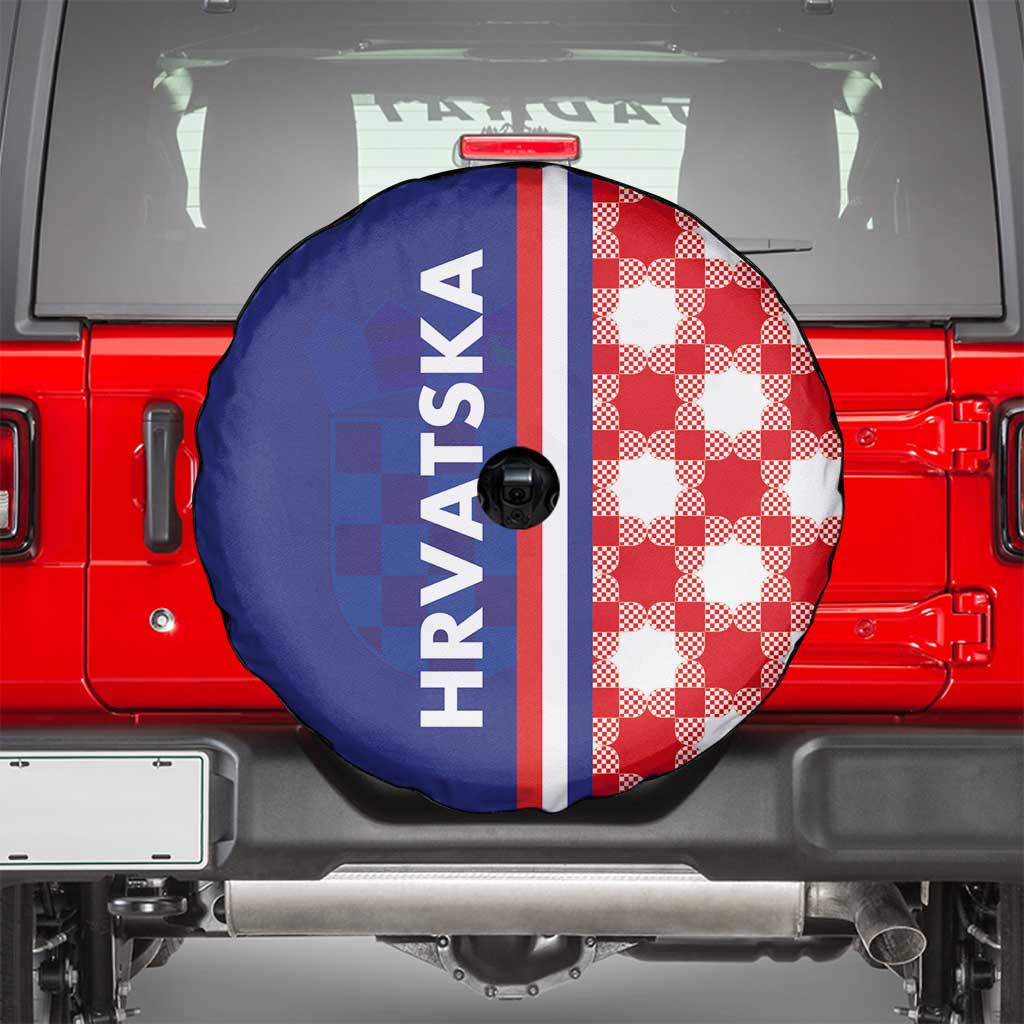Croatia Hrvatska Checkerboard Half Style Spare Tire Cover - Wonder Print Shop
