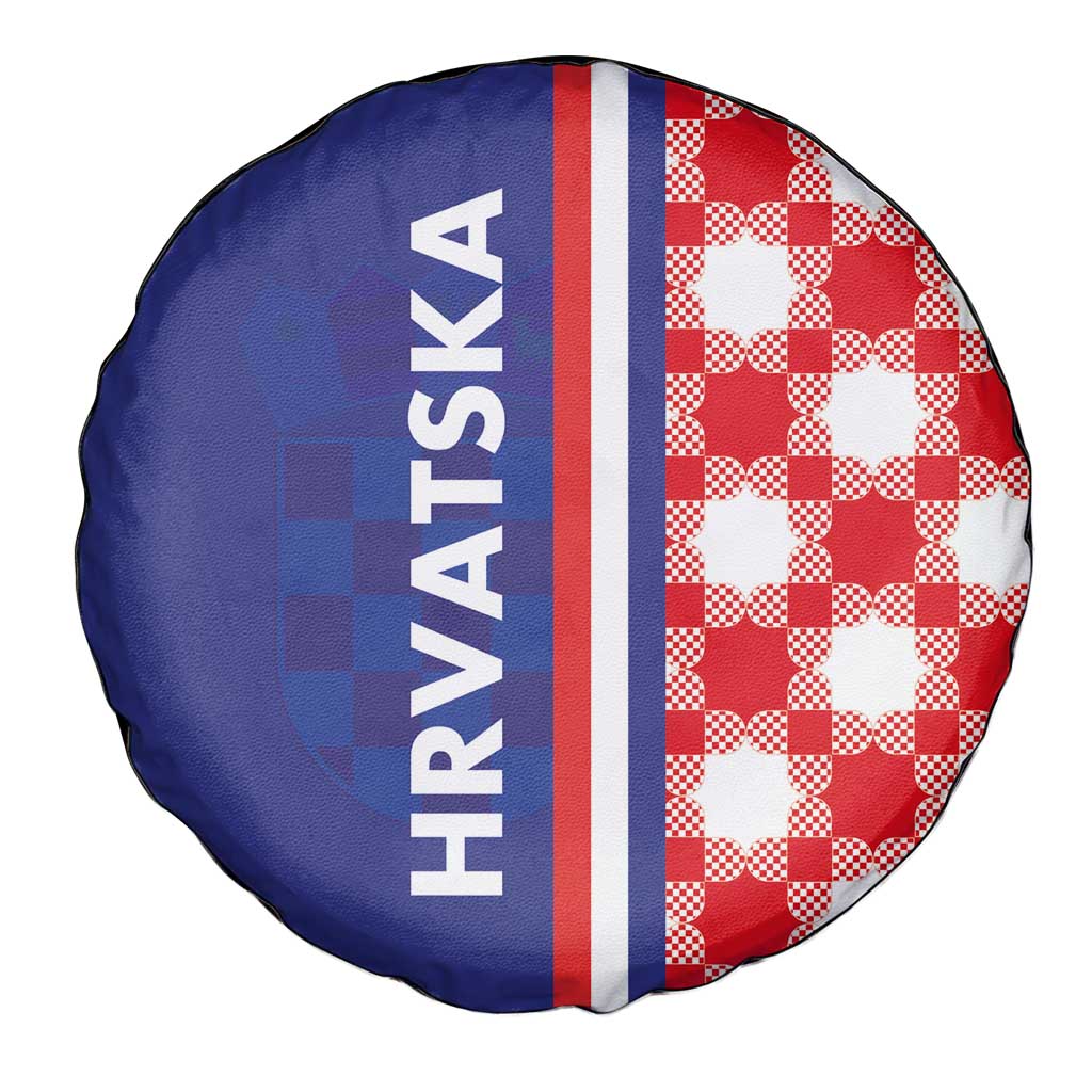 Croatia Hrvatska Checkerboard Half Style Spare Tire Cover - Wonder Print Shop