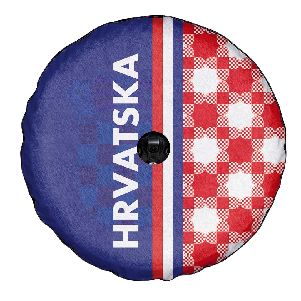 Croatia Hrvatska Checkerboard Half Style Spare Tire Cover - Wonder Print Shop