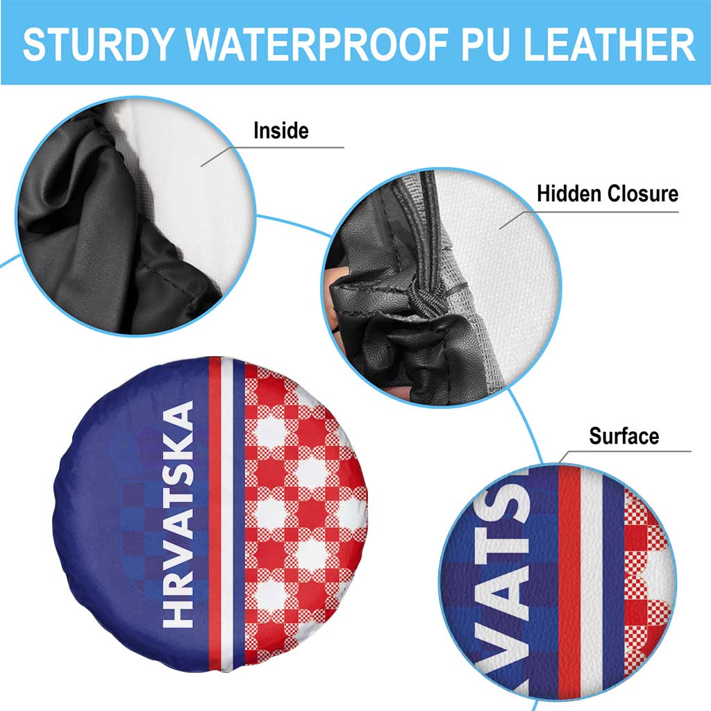 Croatia Hrvatska Checkerboard Half Style Spare Tire Cover - Wonder Print Shop