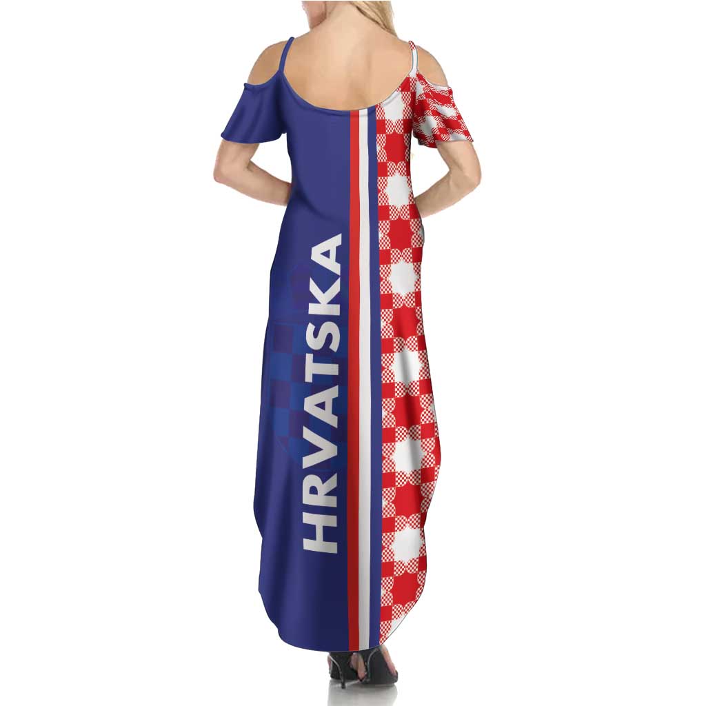 Croatia Hrvatska Checkerboard Half Style Summer Maxi Dress - Wonder Print Shop