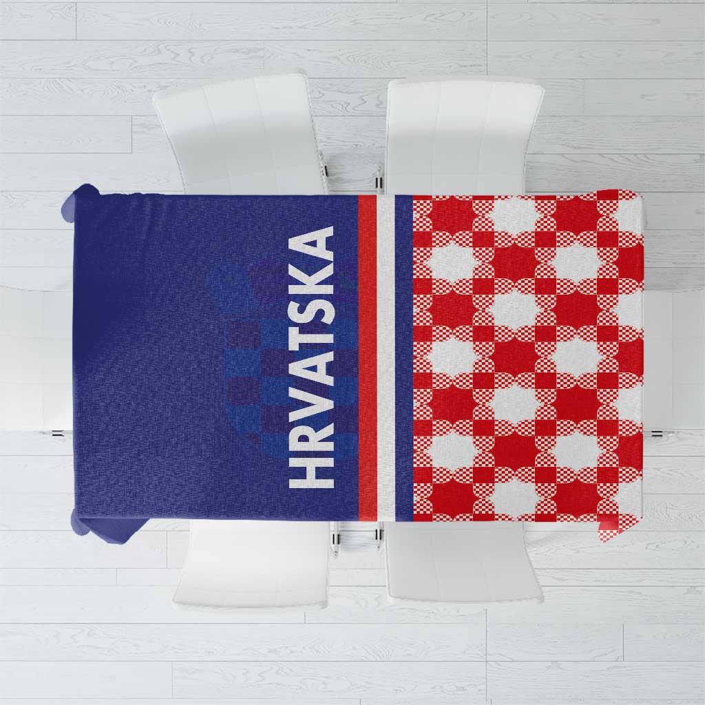 Croatia Hrvatska Checkerboard Half Style Tablecloth - Wonder Print Shop