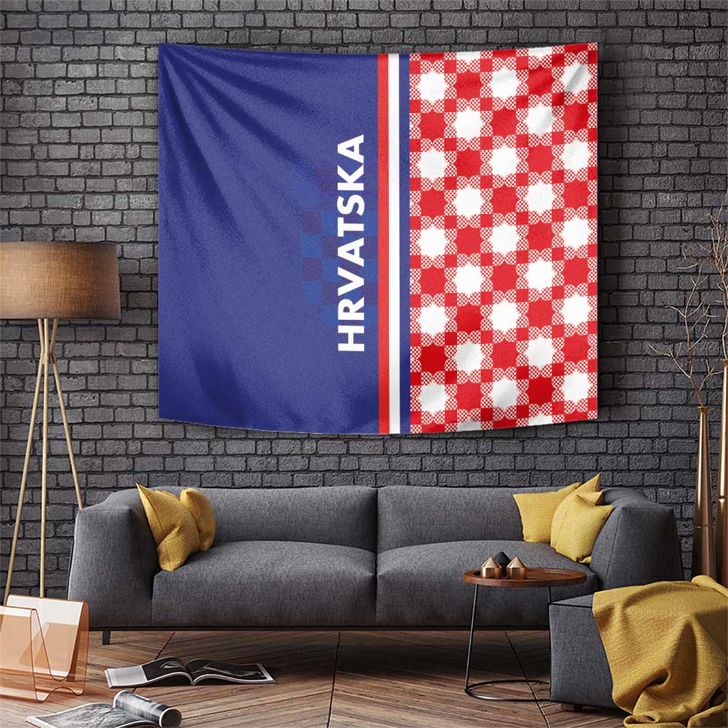 Croatia Hrvatska Checkerboard Half Style Tapestry - Wonder Print Shop