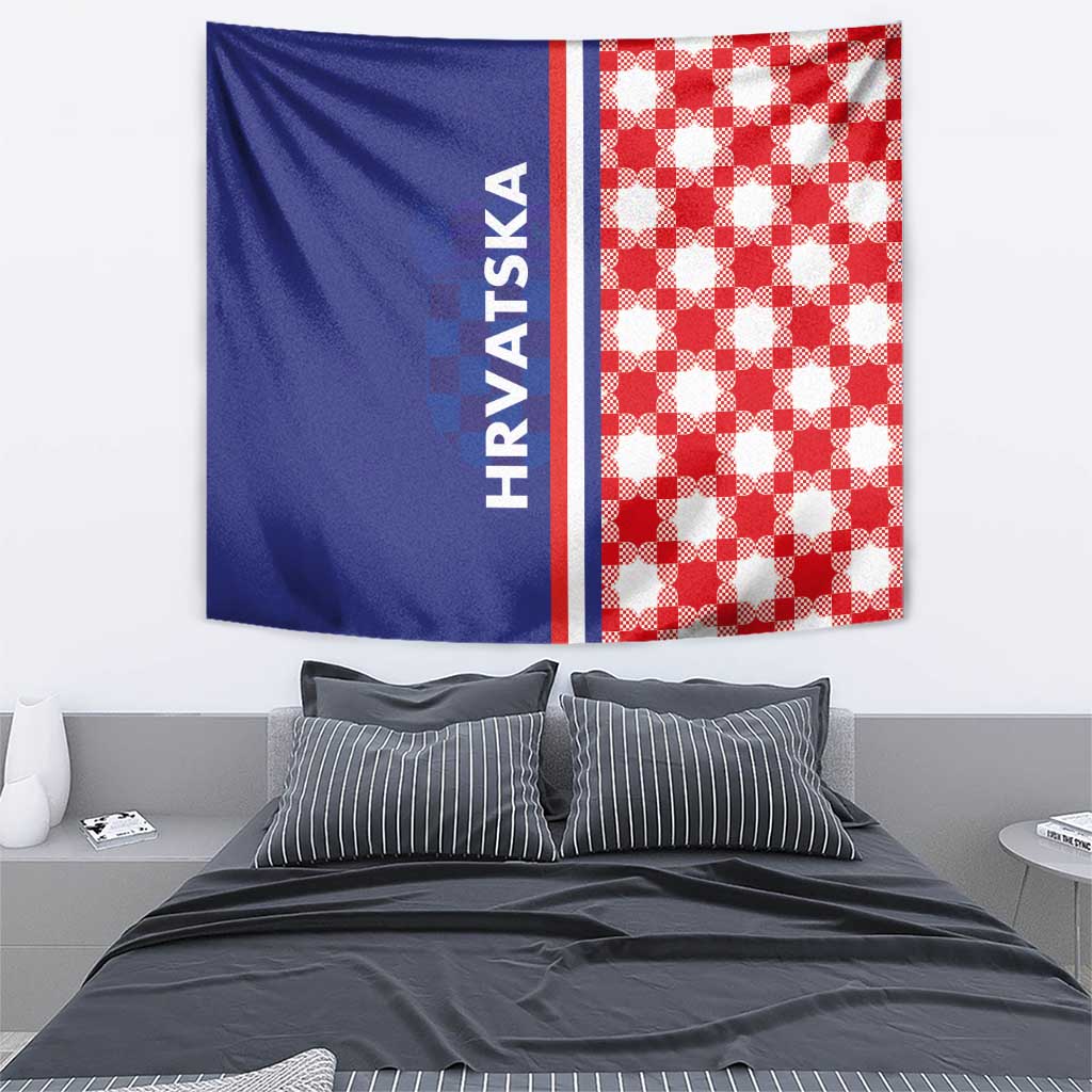 Croatia Hrvatska Checkerboard Half Style Tapestry - Wonder Print Shop