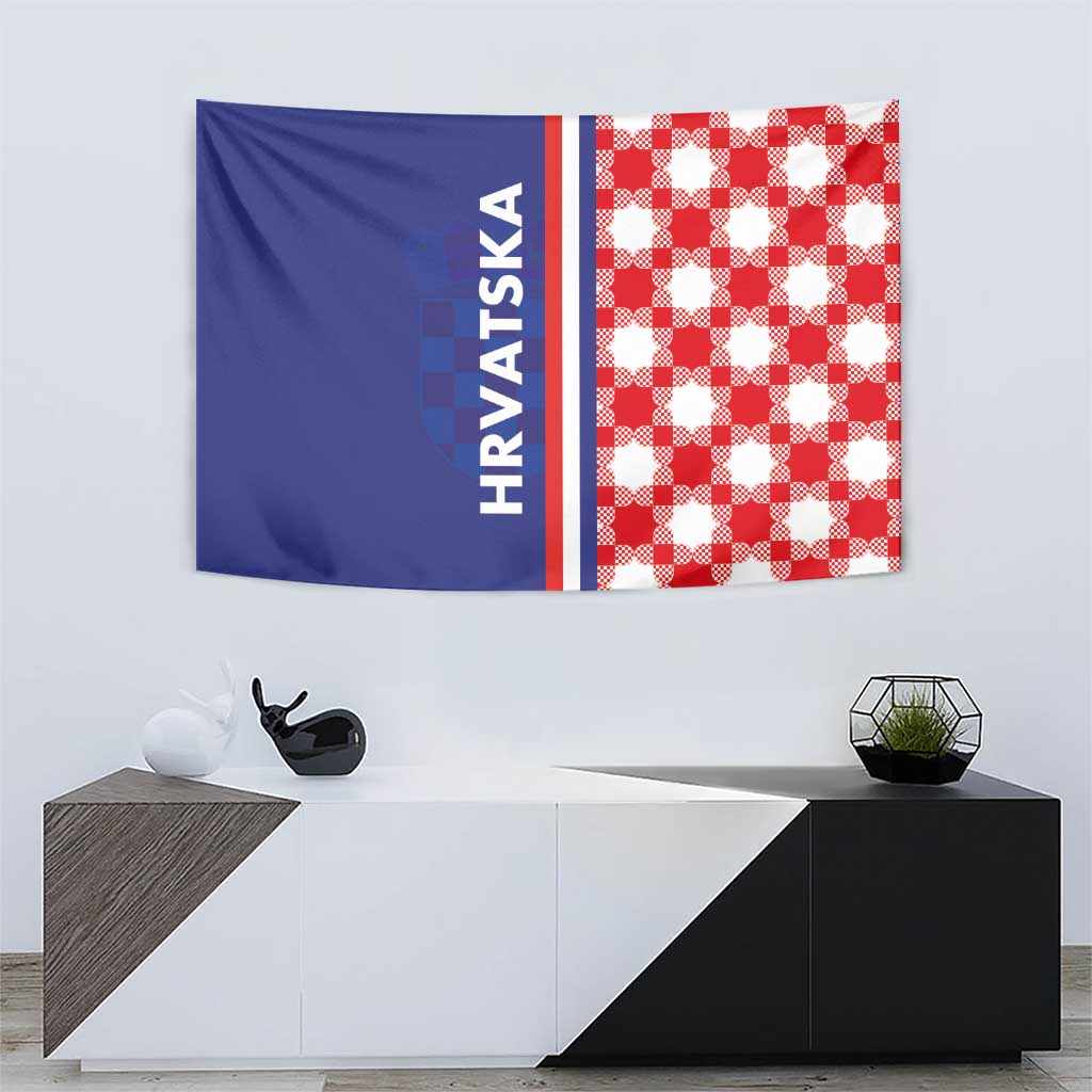 Croatia Hrvatska Checkerboard Half Style Tapestry - Wonder Print Shop