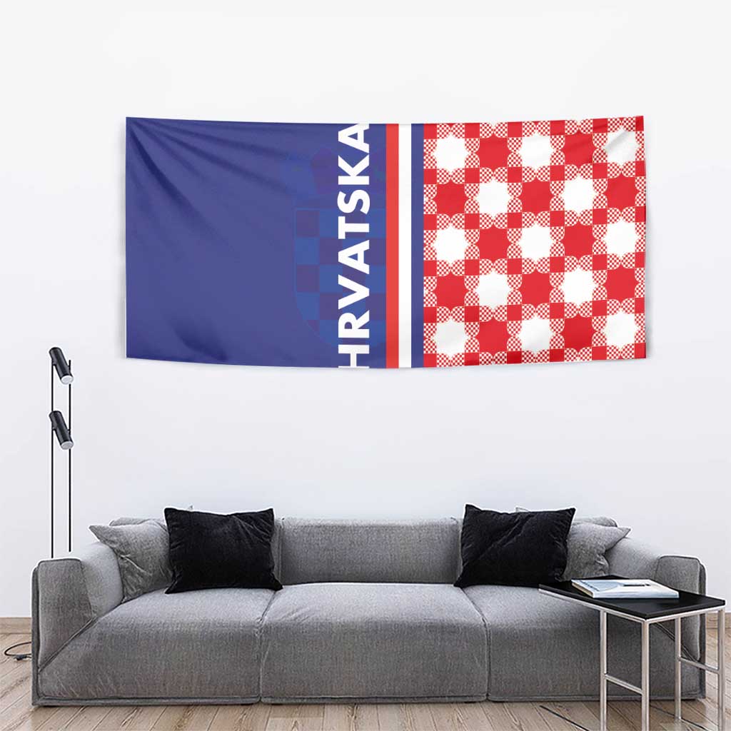 Croatia Hrvatska Checkerboard Half Style Tapestry - Wonder Print Shop