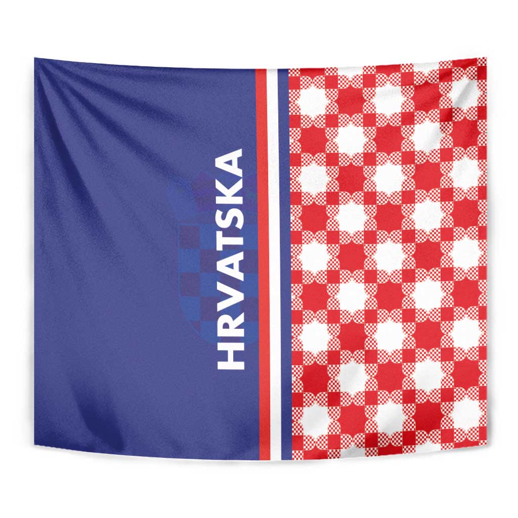 Croatia Hrvatska Checkerboard Half Style Tapestry - Wonder Print Shop