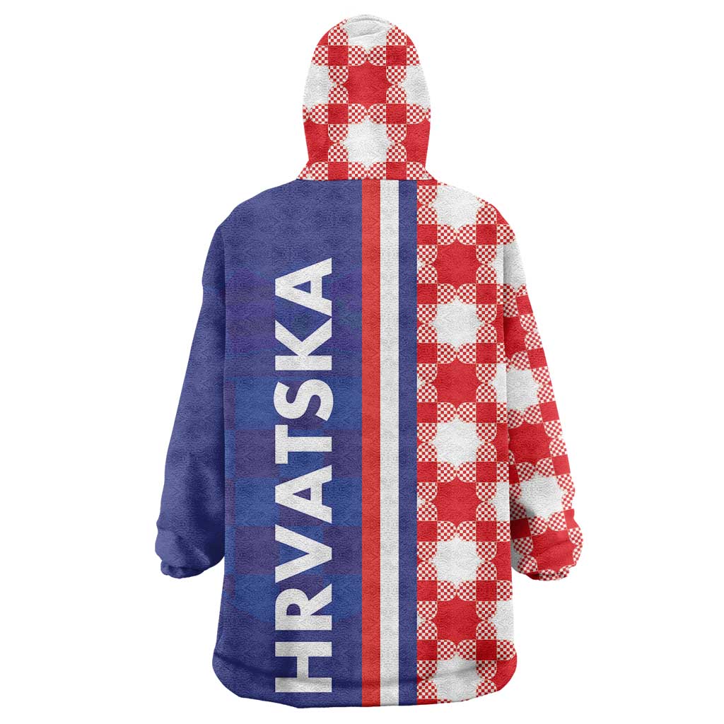Croatia Hrvatska Checkerboard Half Style Wearable Blanket Hoodie - Wonder Print Shop