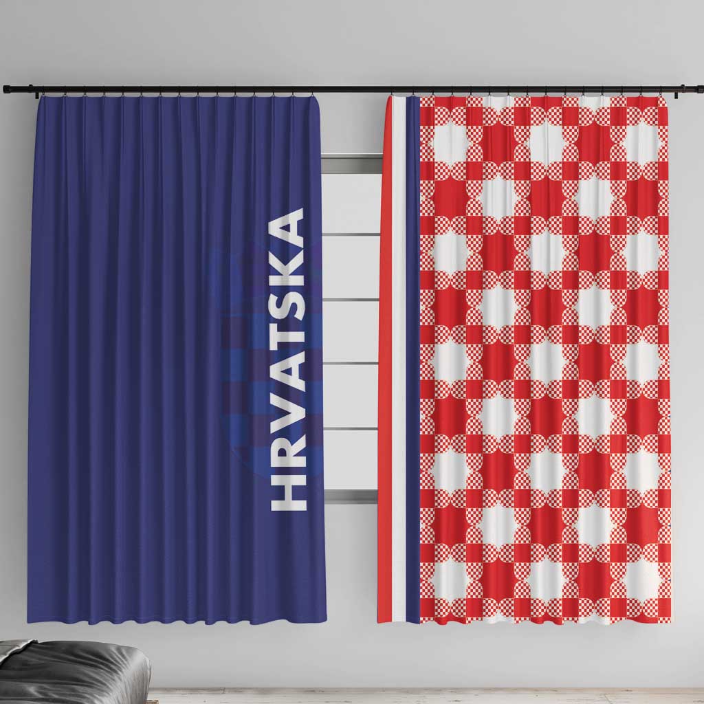 Croatia Hrvatska Checkerboard Half Style Window Curtain - Wonder Print Shop