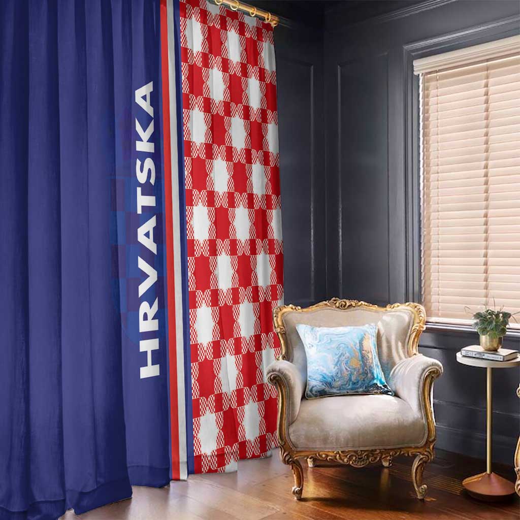 Croatia Hrvatska Checkerboard Half Style Window Curtain - Wonder Print Shop