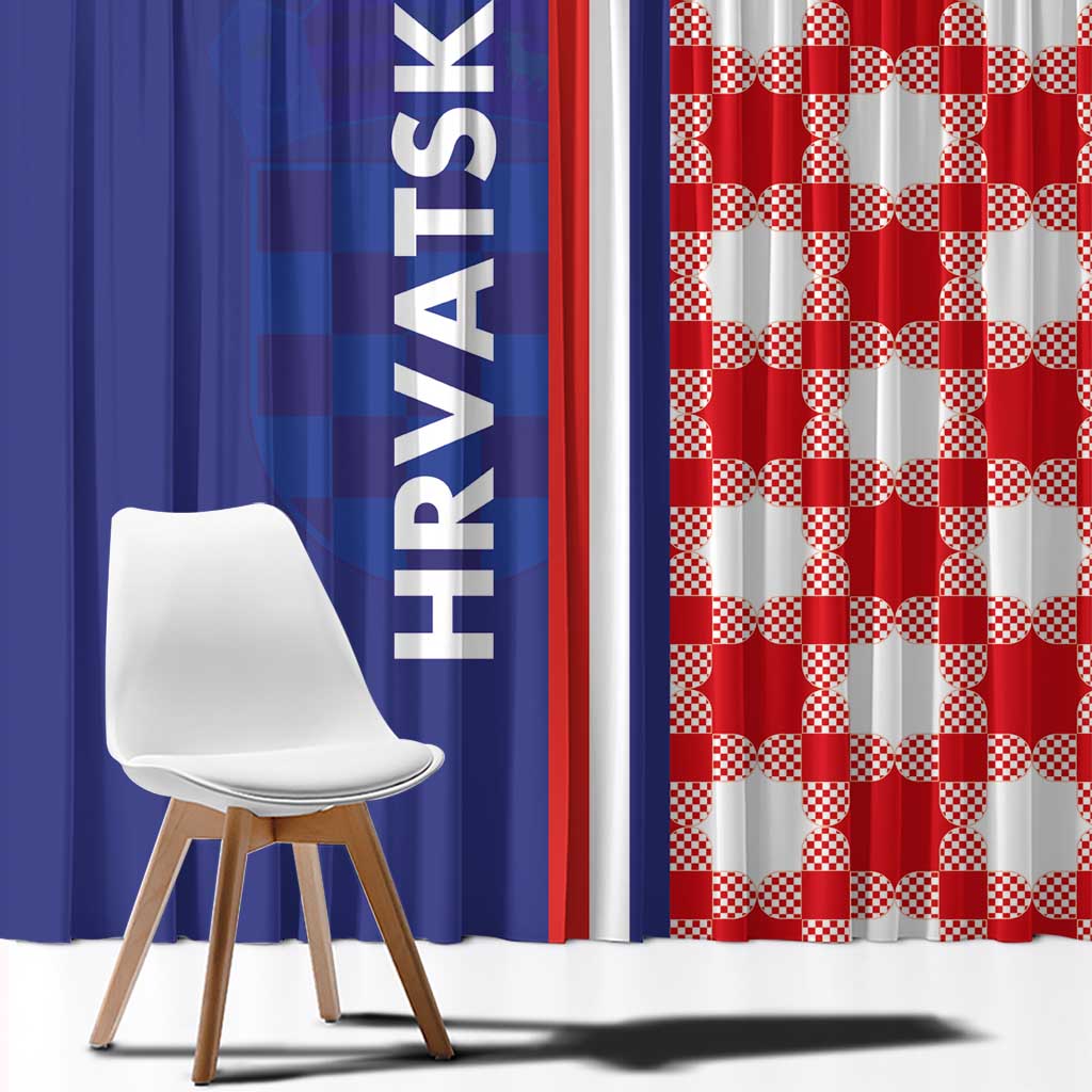 Croatia Hrvatska Checkerboard Half Style Window Curtain - Wonder Print Shop