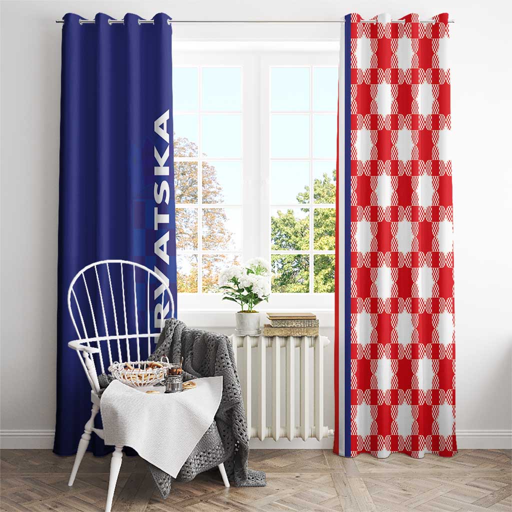 Croatia Hrvatska Checkerboard Half Style Window Curtain - Wonder Print Shop