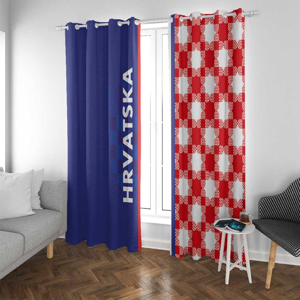 Croatia Hrvatska Checkerboard Half Style Window Curtain - Wonder Print Shop