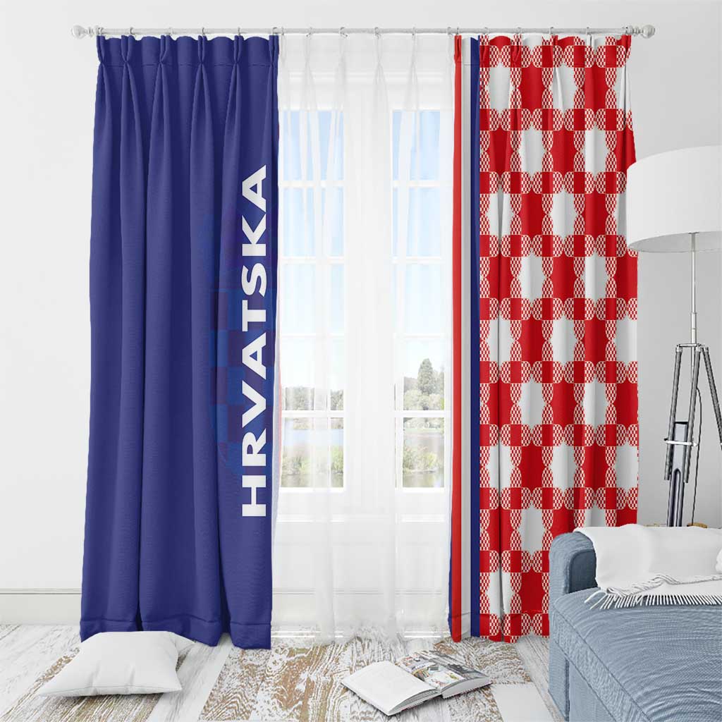 Croatia Hrvatska Checkerboard Half Style Window Curtain - Wonder Print Shop