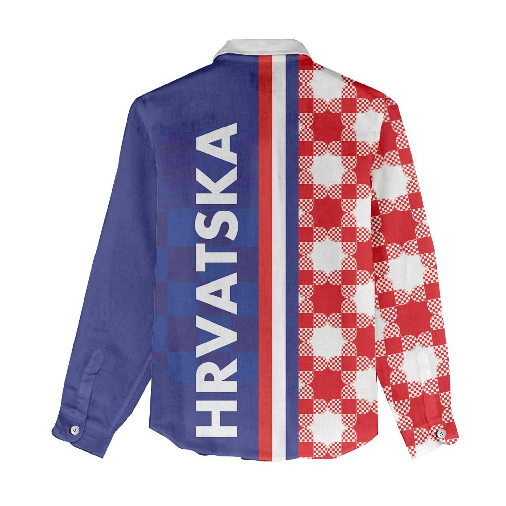 Croatia Hrvatska Checkerboard Half Style Women Casual Shirt - Wonder Print Shop