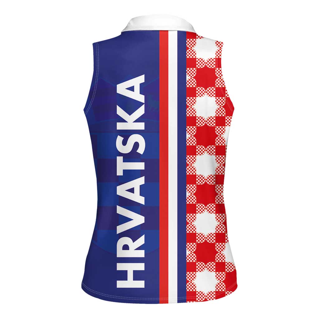 Croatia Hrvatska Checkerboard Half Style Women Sleeveless Polo Shirt - Wonder Print Shop