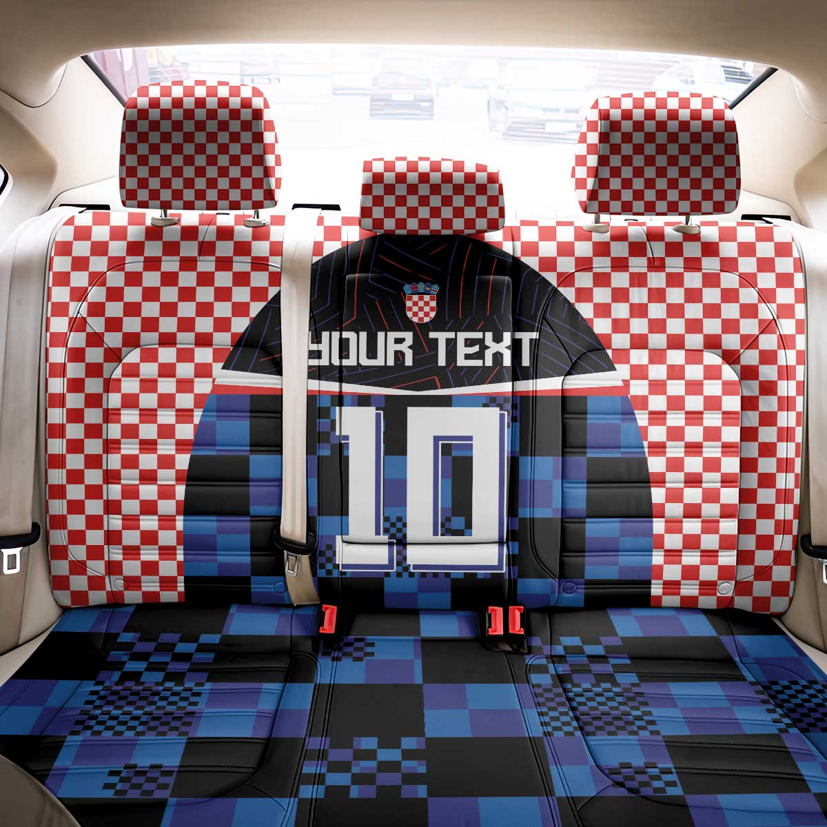 Custom Croatia Kockasti Football Jersey Back Car Seat Cover