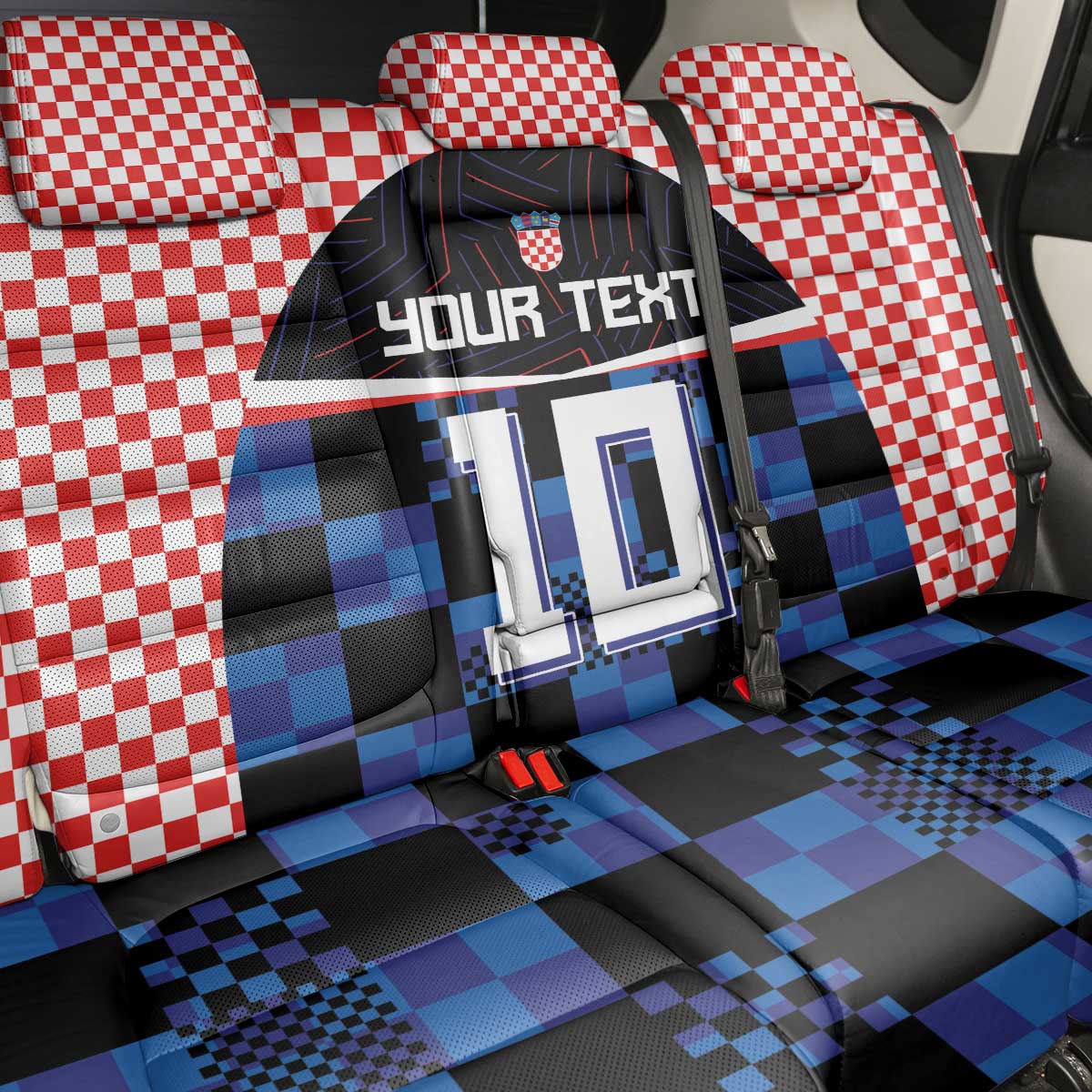 Custom Croatia Kockasti Football Jersey Back Car Seat Cover