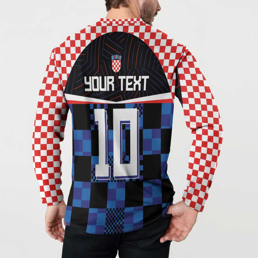 Custom Croatia Kockasti Football Jersey Button Sweatshirt