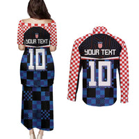 Custom Croatia Kockasti Football Jersey Couples Matching Puletasi and Long Sleeve Button Shirt