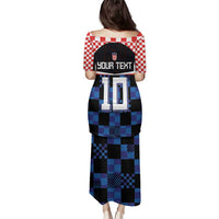 Custom Croatia Kockasti Football Jersey Family Matching Puletasi and Hawaiian Shirt