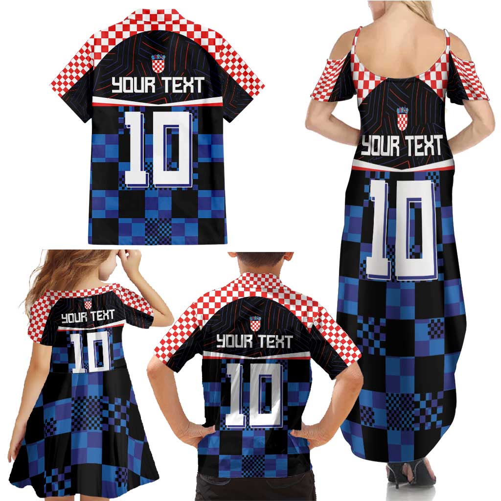 Custom Croatia Kockasti Football Jersey Family Matching Summer Maxi Dress and Hawaiian Shirt
