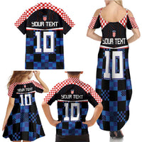 Custom Croatia Kockasti Football Jersey Family Matching Summer Maxi Dress and Hawaiian Shirt