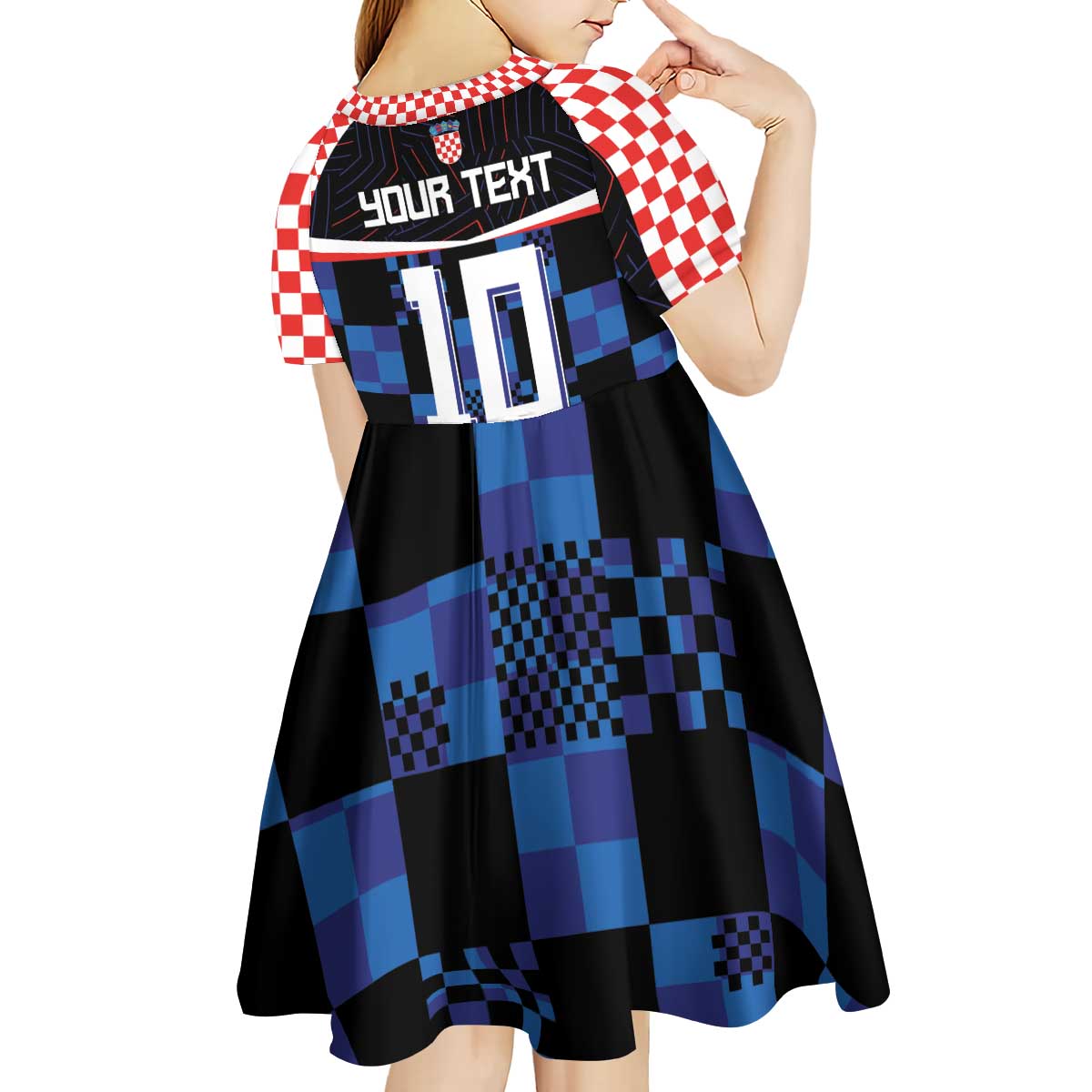 Custom Croatia Kockasti Football Jersey Kid Short Sleeve Dress