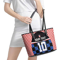 Custom Croatia Kockasti Football Jersey Leather Tote Bag