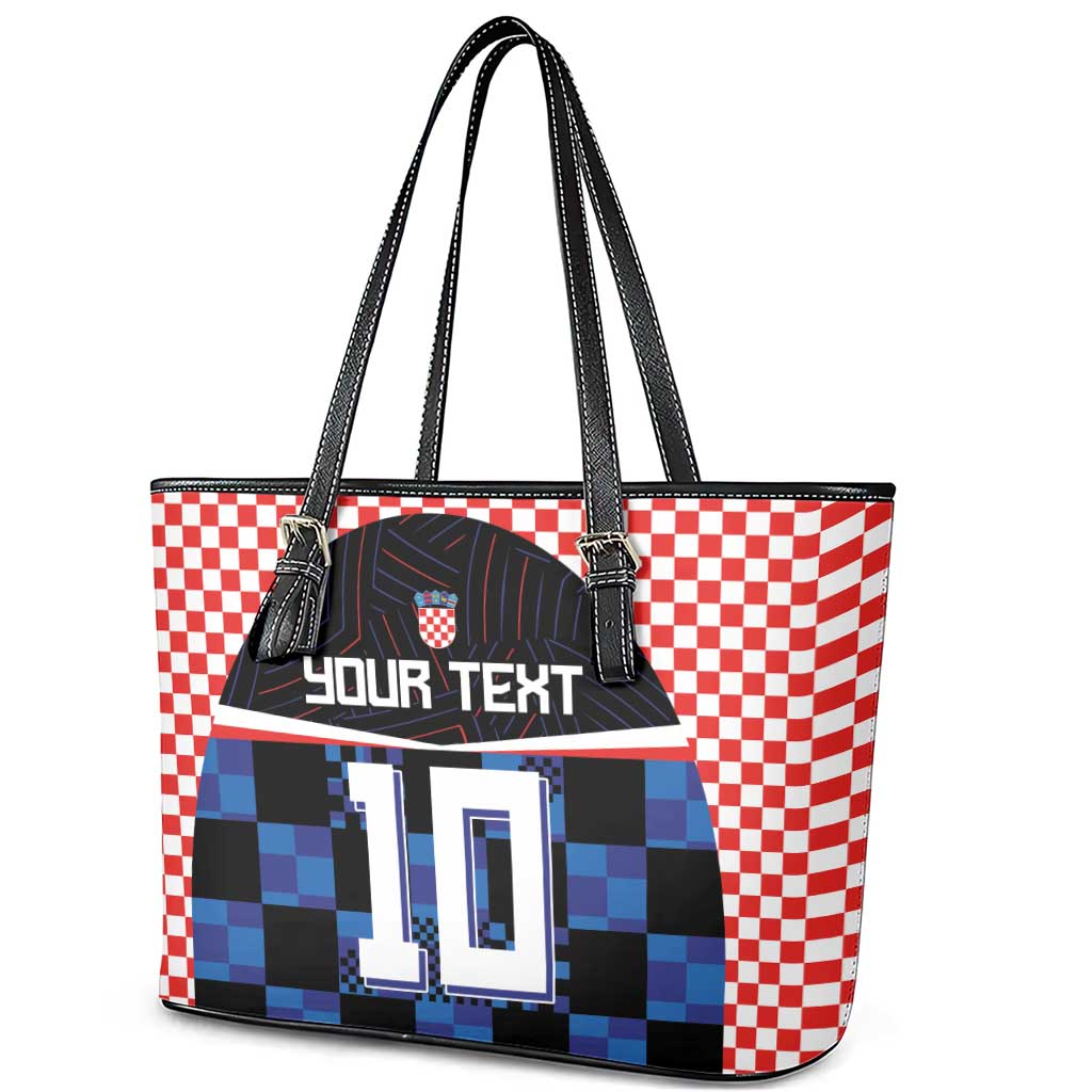 Custom Croatia Kockasti Football Jersey Leather Tote Bag