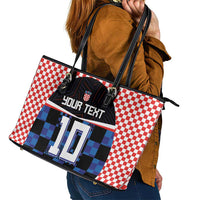 Custom Croatia Kockasti Football Jersey Leather Tote Bag