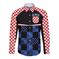 Custom Croatia Kockasti Football Jersey Long Sleeve Button Shirt