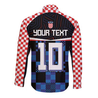 Custom Croatia Kockasti Football Jersey Long Sleeve Button Shirt