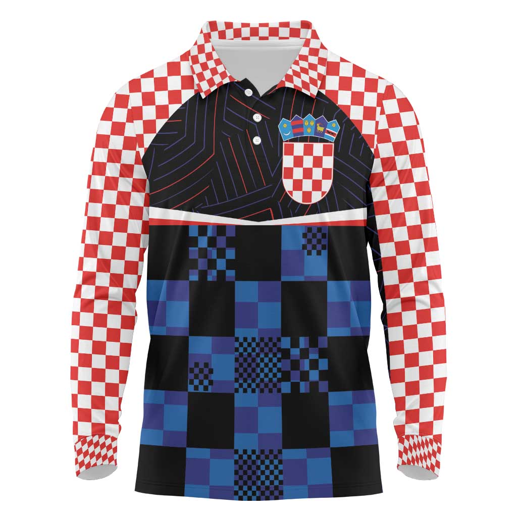 Custom Croatia Kockasti Football Jersey Long Sleeve Polo Shirt