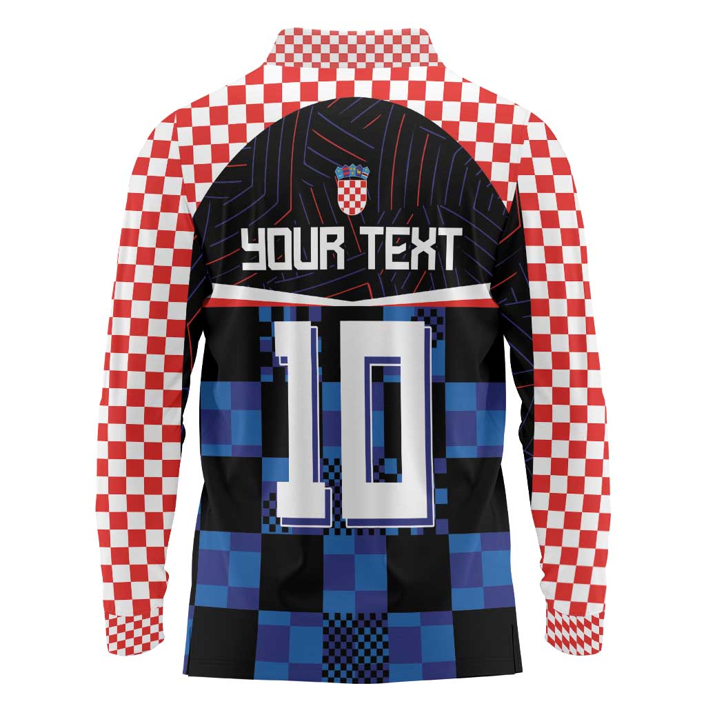 Custom Croatia Kockasti Football Jersey Long Sleeve Polo Shirt